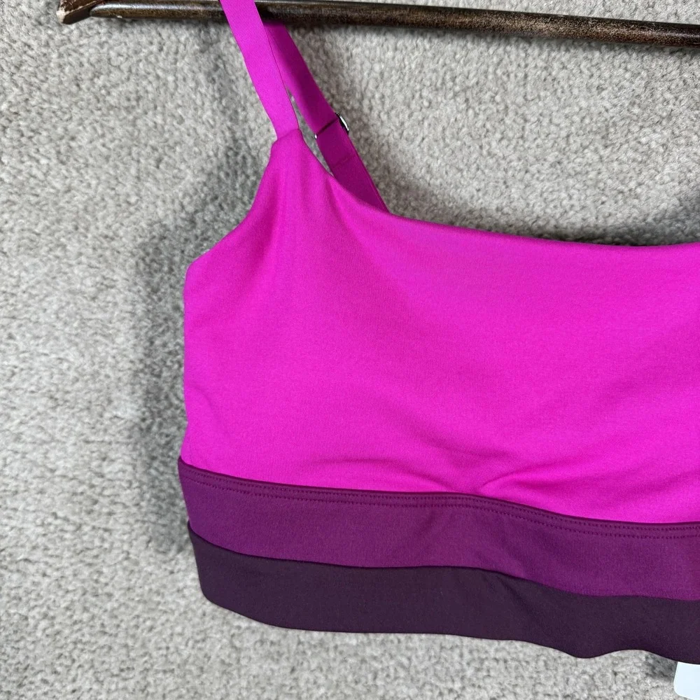 Athleta Coastline Bikini Top Womens XS Pink Purple Colorblock Swim Strappy‎ A-C